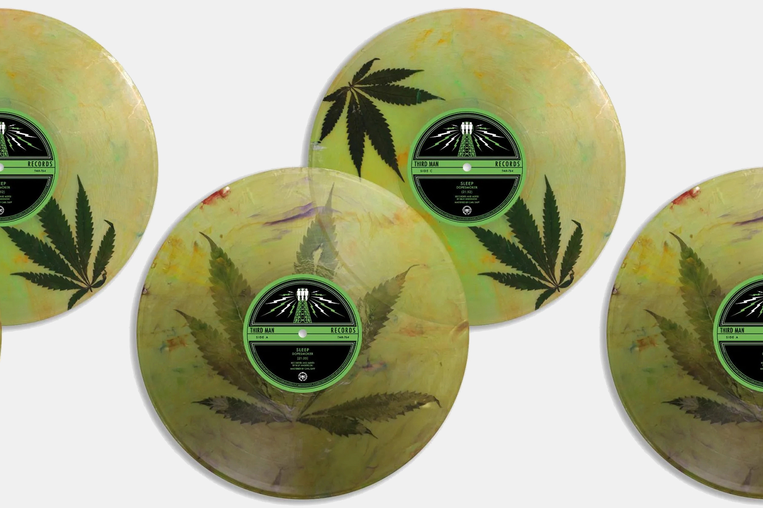 The new limited-edition LP release of Sleep's "Dopesmoker" album with real cannabis leaves pressed into the vinyl