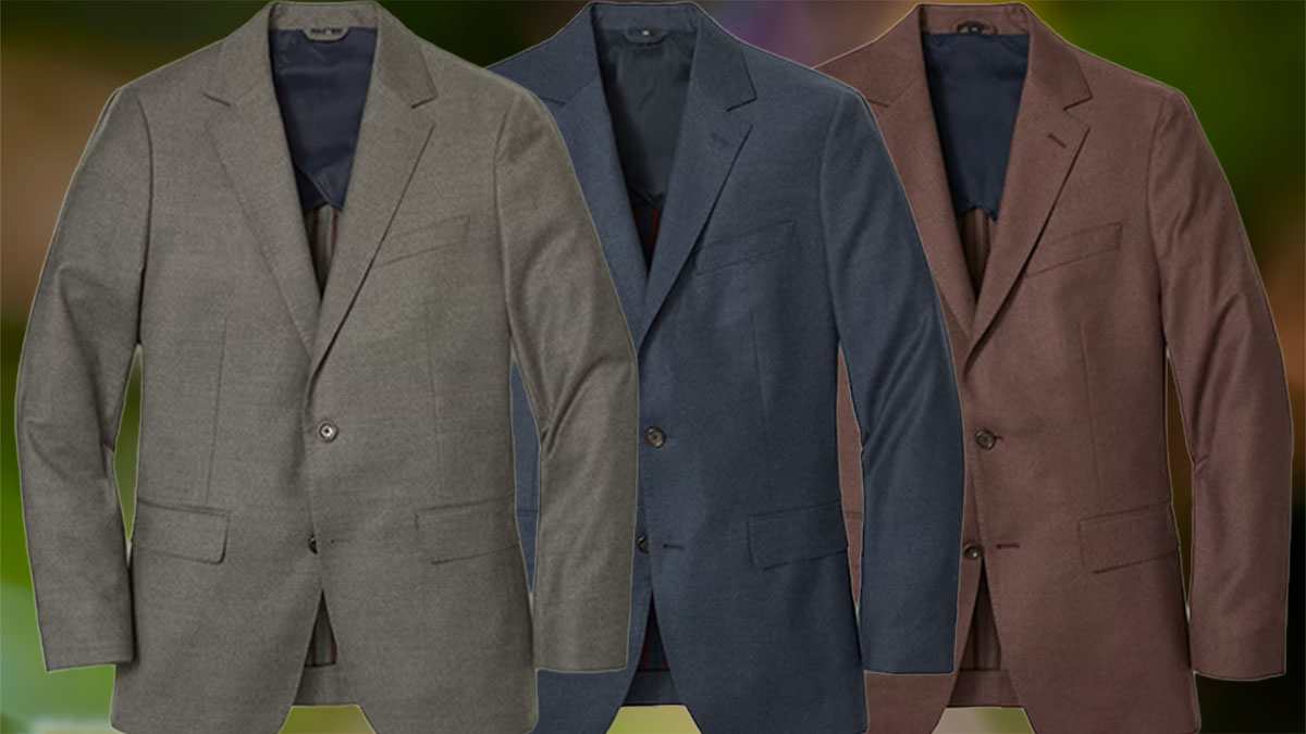 a collage of suits from Bonobos on a mulit-colored fall abckground