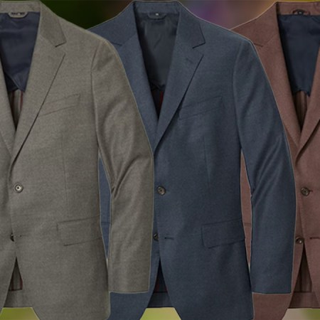 a collage of suits from Bonobos on a mulit-colored fall abckground