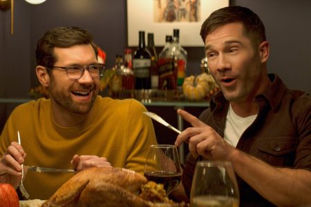 Billy Eichner and Luke Macfarlane in "Bros"