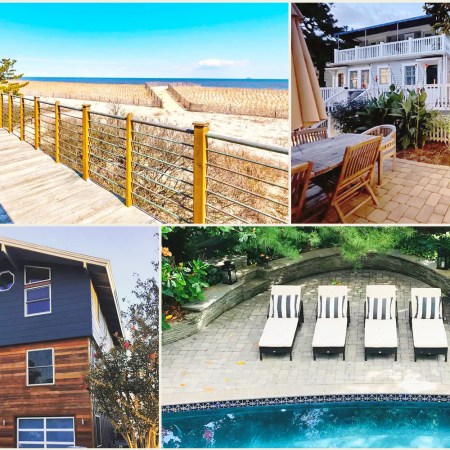 A collage of Airbnb homes on Delaware beaches