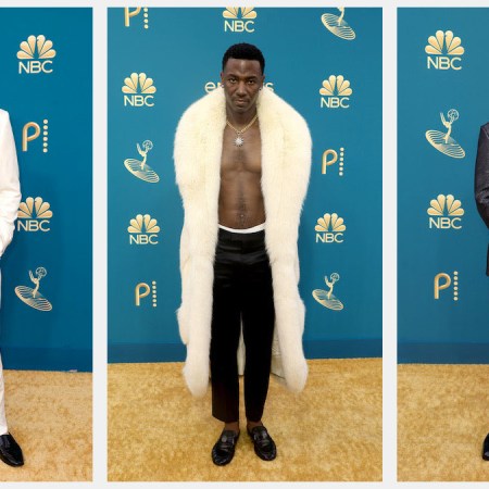 Seth Rogen, Jerrod Carmichael and Jeremy Strong at the 74th Primetime Emmy Awards rocking some of the best menswear