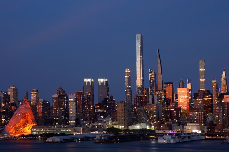 A view of the new skyline along the Hudson River in New York City.