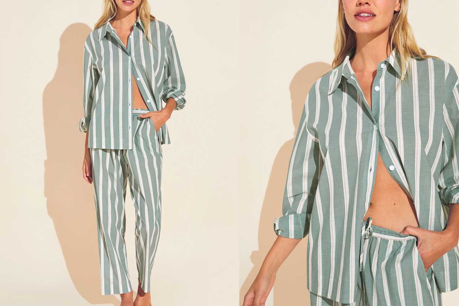 Eberjey Organic Sandwashed Cotton Printed Long PJ Set