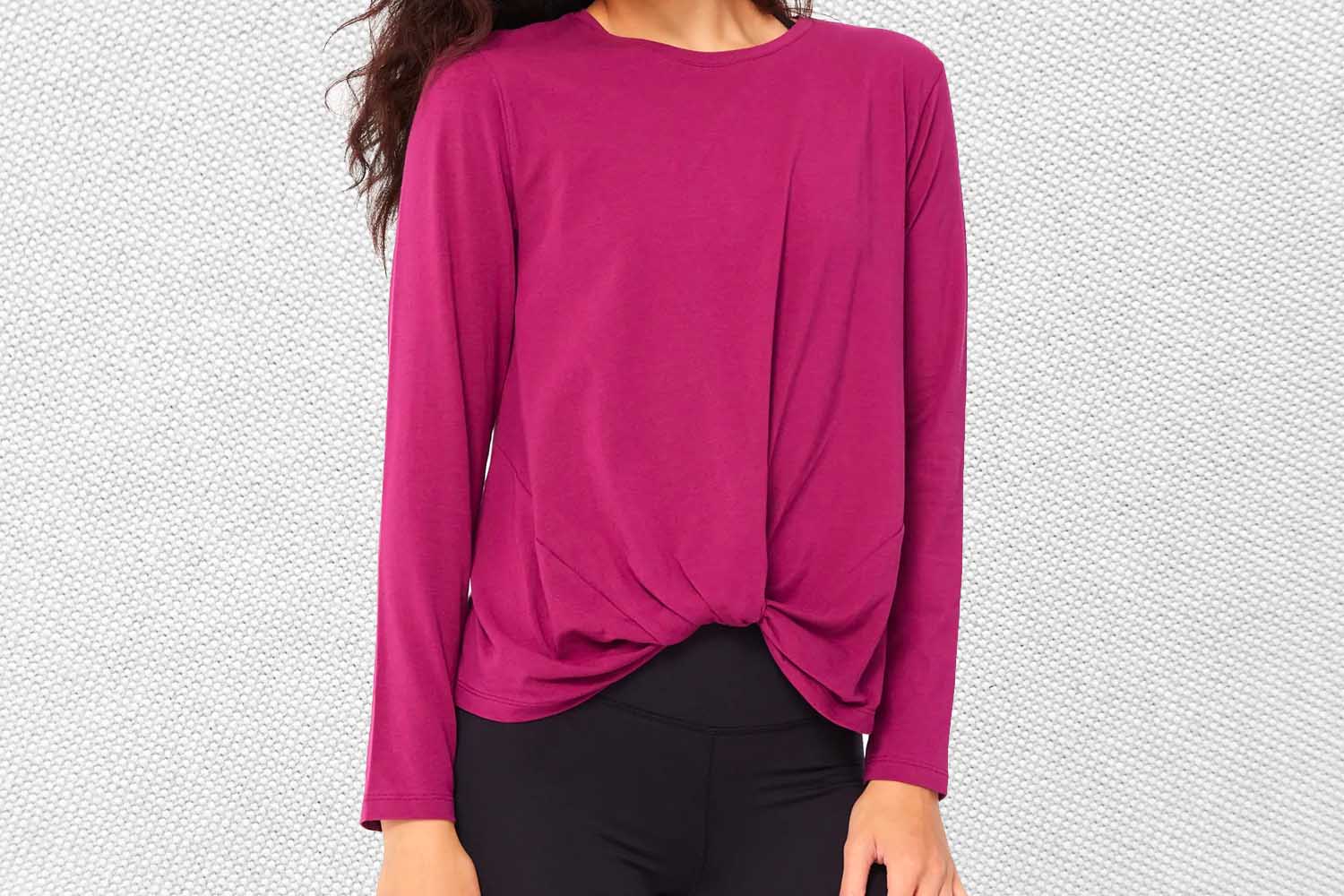 Terez Bliss Twist Front Long Sleeve Tee