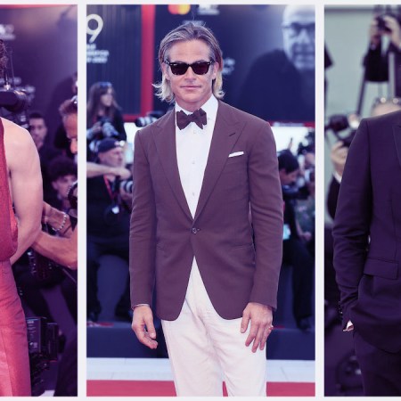 a treated collage of menswear from the 79th International Venice Film Festival