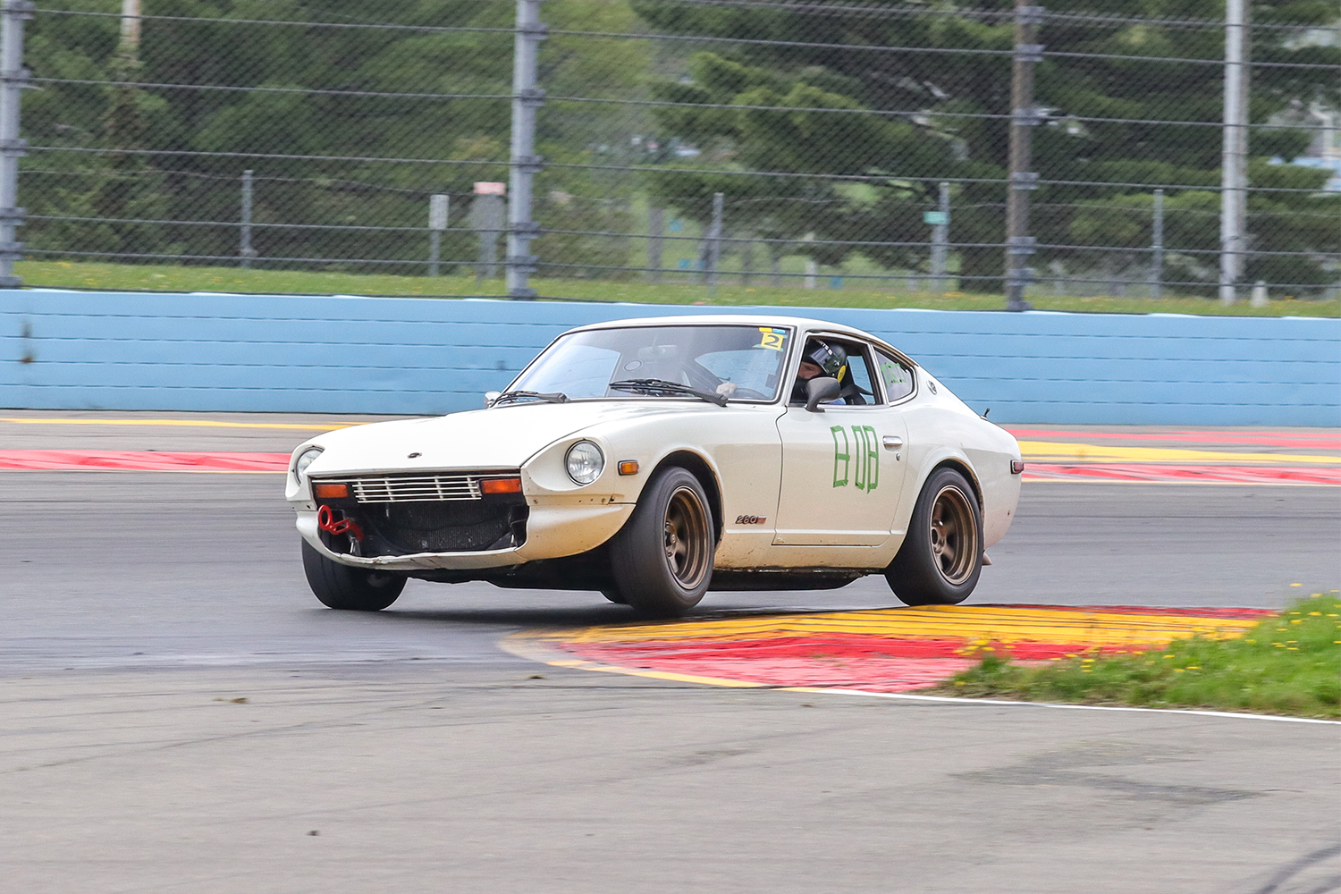 Car writer Benjamin Hunting taking a turn in his 1978 Datsun 280Z car at Watkins Glen