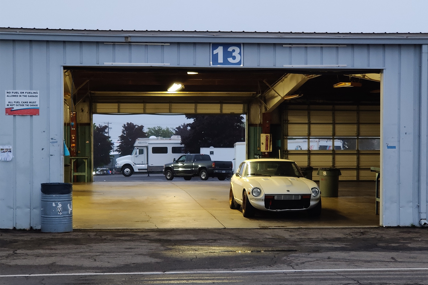 My 1978 Datsun 280Z race car in the garage at Watkins Glen International