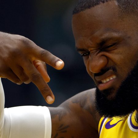 LeBron James during Los Angeles Lakers' media day at UCLA Health Training Center