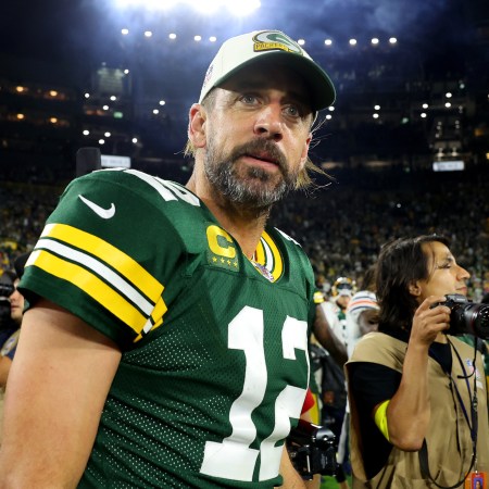 Aaron Rodgers looks on after a win over the Chicago Bears.