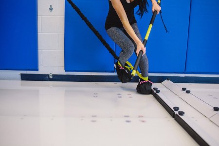 woman on slide board