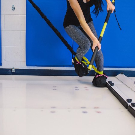 woman on slide board