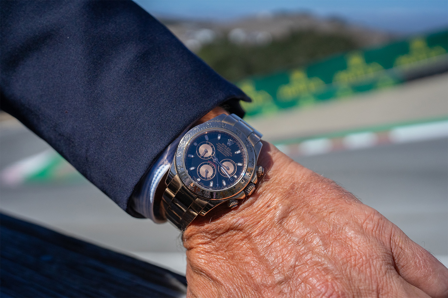 Tom Kristensen's Rolex Daytona at the top of The Corkscrew at Laguna Seca Raceway.