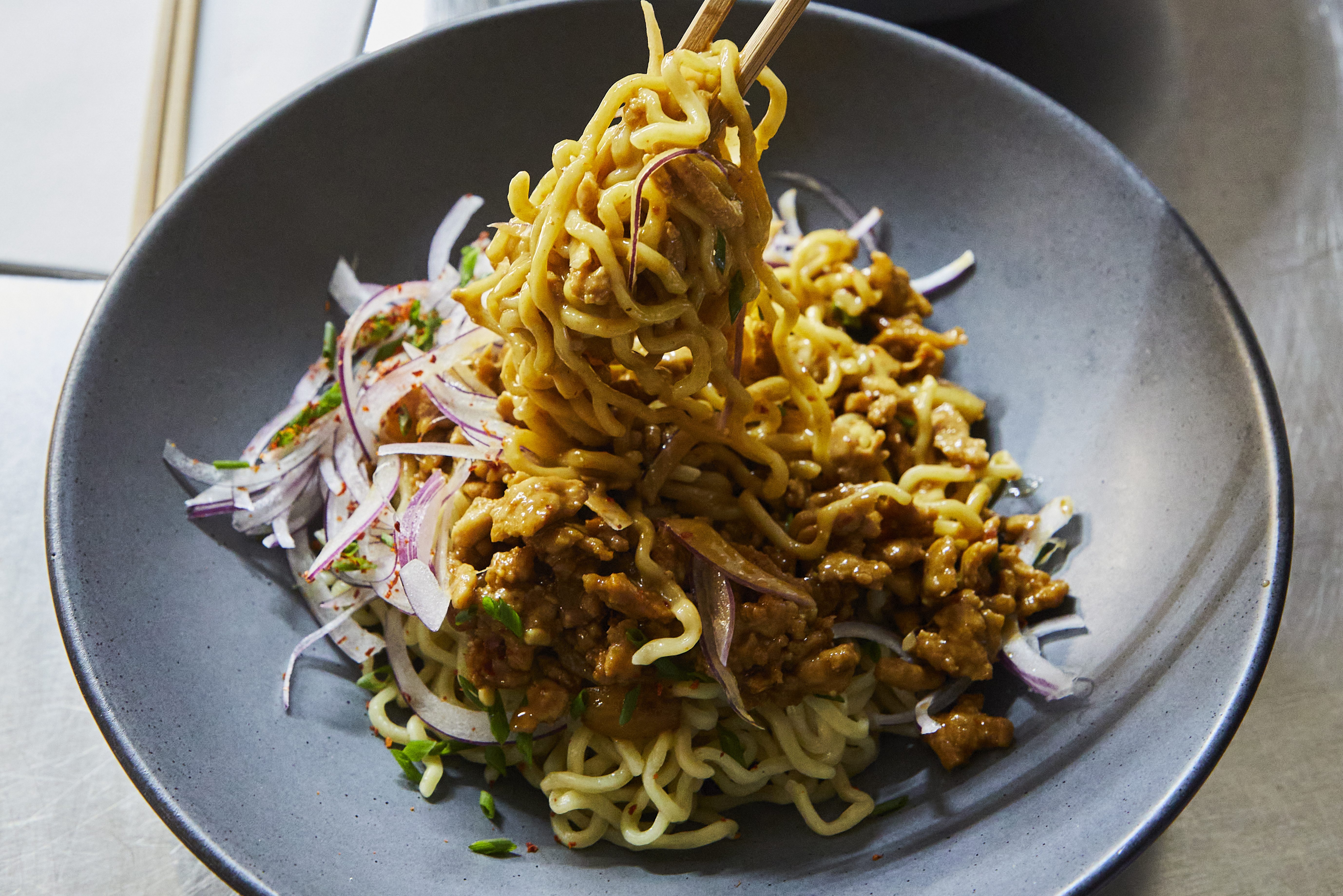 The broth-free ramen from Tonchin Brooklyn.