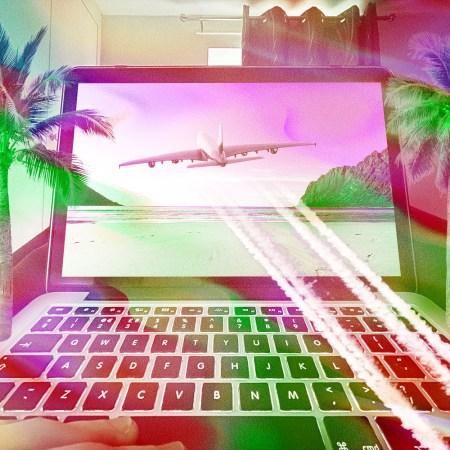 A plane flying right off the computer screen