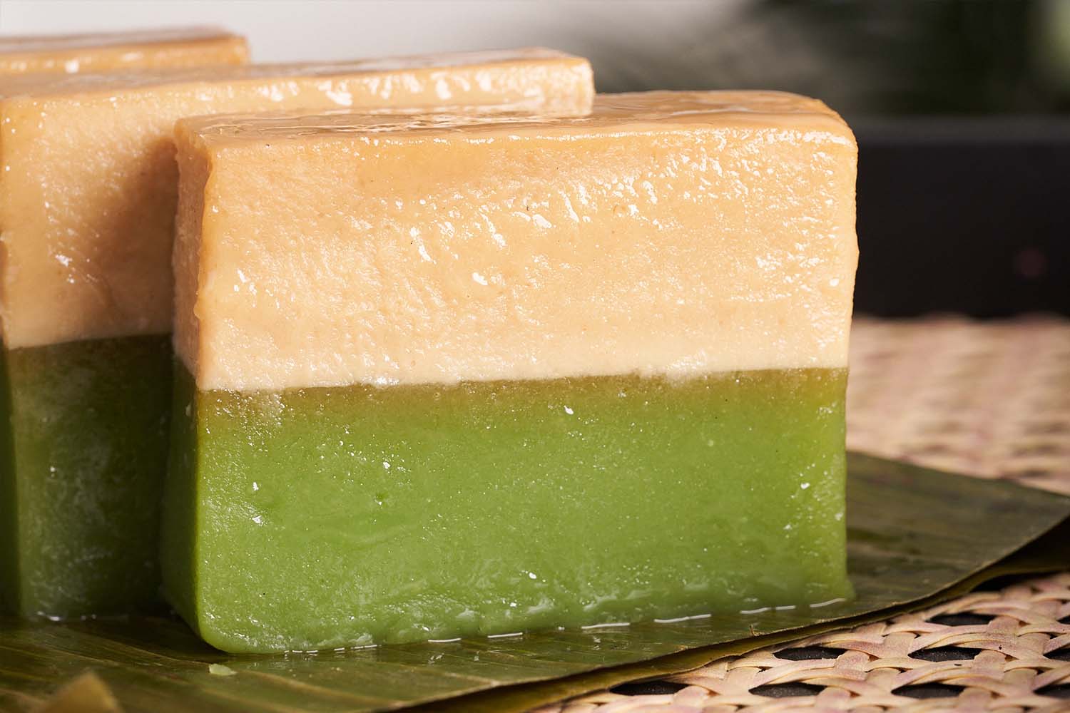 Talam pandan with coconut caramel 