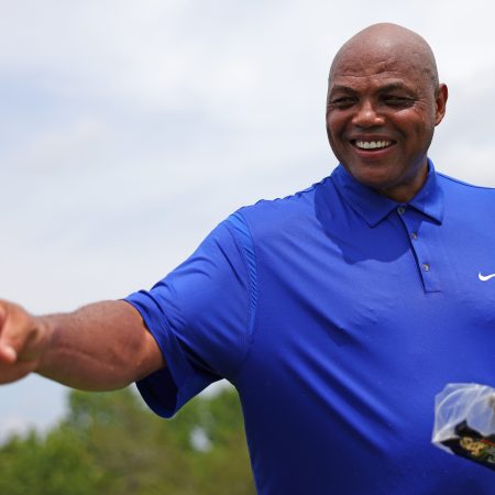 Charles Barkley with cigars at the LIV Golf Invitational in Bedminster. He just signed a huge new deal with TNT.