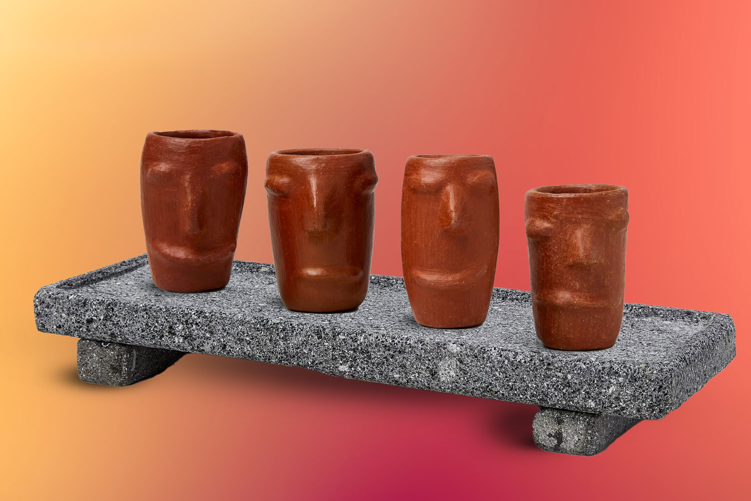 Red Clay Face Mezcal Shot Glasses