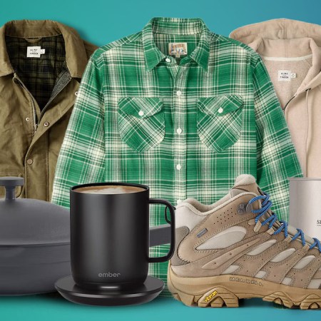 Huckberry gift items on a teal background