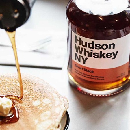 Pancakes, maple syrup and Hudson Whiskey Short Stack, a maple-enhanced whiskey