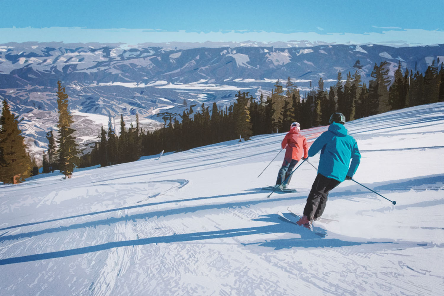 Skiers in Snowmass