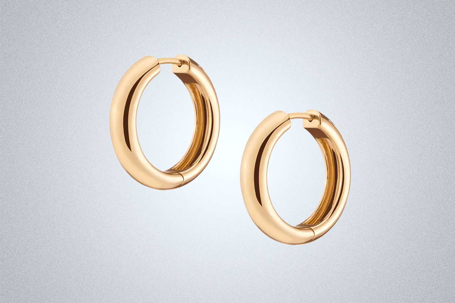 Aurate Medium Gold Chunky Hinged Hoop Earrings