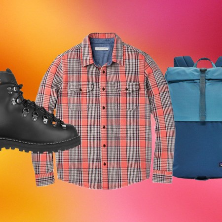 The Backcountry sale items from Danner to Outerknown on a pink and orange background