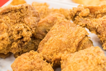 Up close shot of crispy Kentucky fried chicken