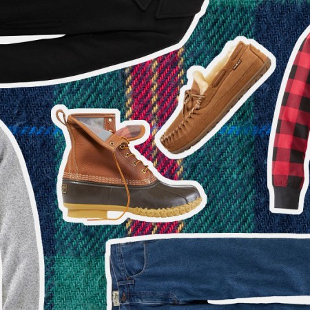 a collage of items from the L.L. bean Black Friday sale on a flannel background