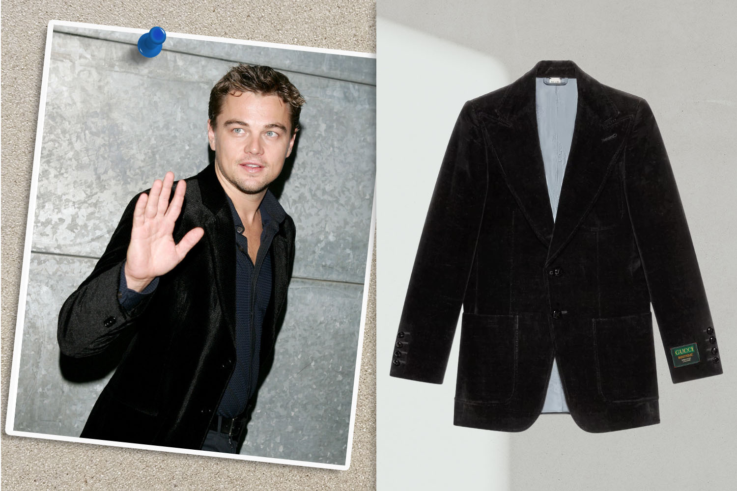 leonardo dicaprio in a black velvet blazer