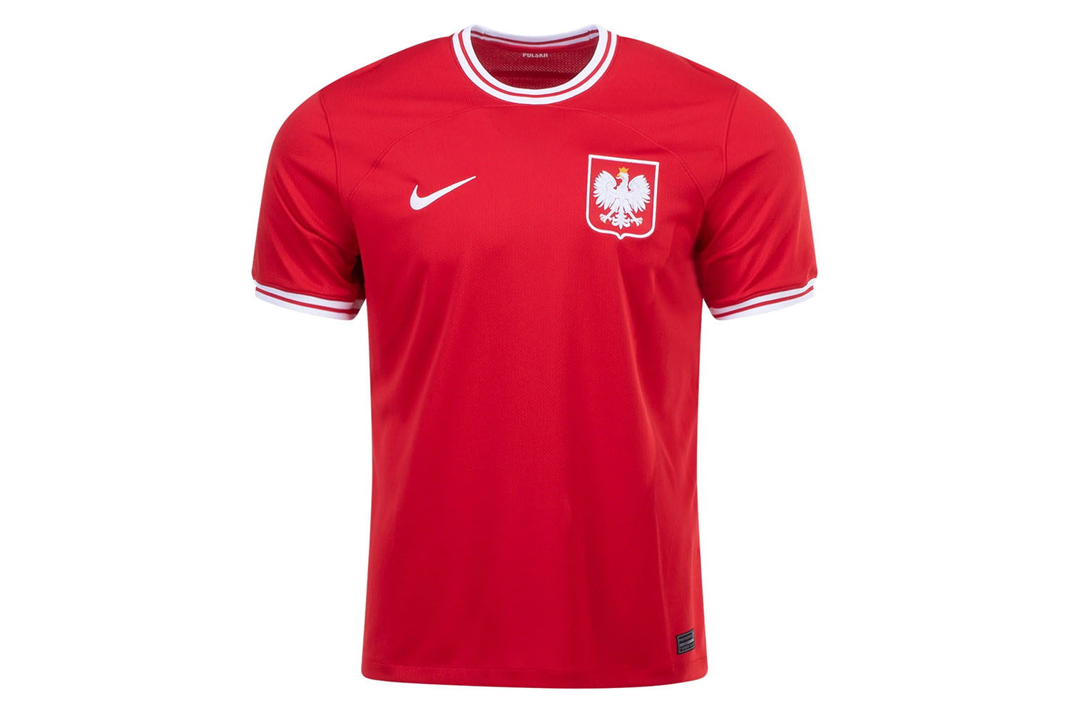 a red soccer jersye on a grey background