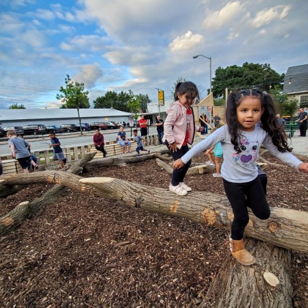 Kids play in a Better Block park