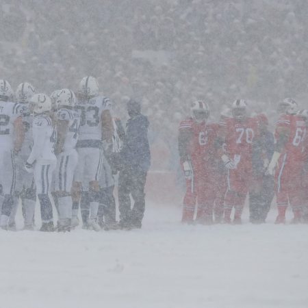 Heavy snow falls in Buffalo as the Bills host the Colts in 2017.