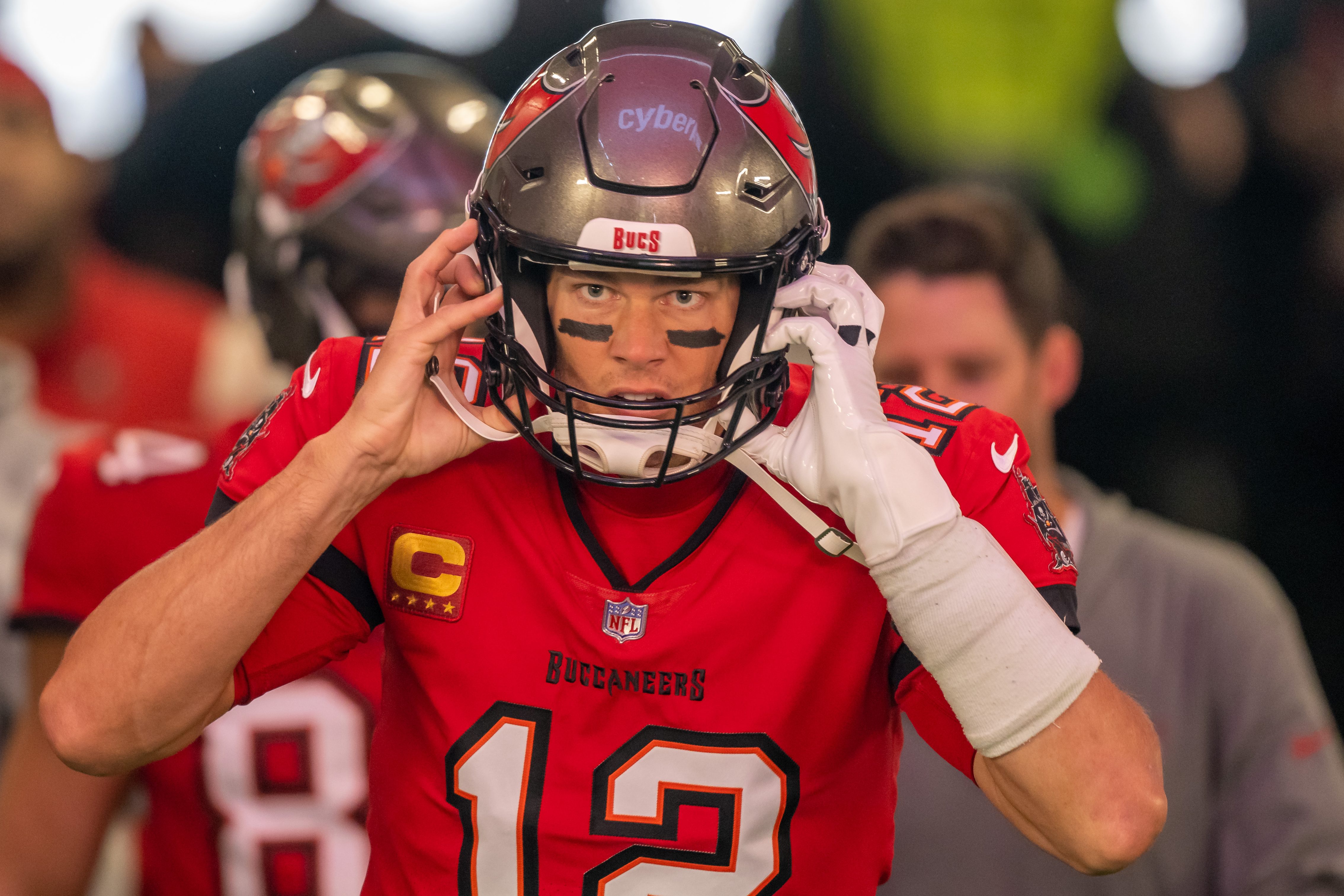 Tom Brady of the Tampa Bay Buccaneers at Allianz Arena in Munich, Germany.