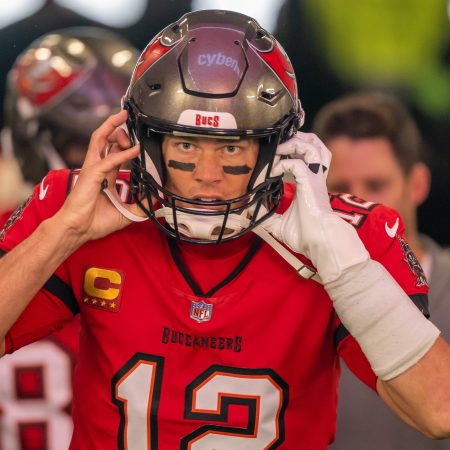 Tom Brady of the Tampa Bay Buccaneers at Allianz Arena in Munich, Germany.