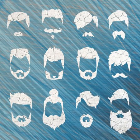 Men's hairstyles on a blue background. Why are men's hair products so hard to find?