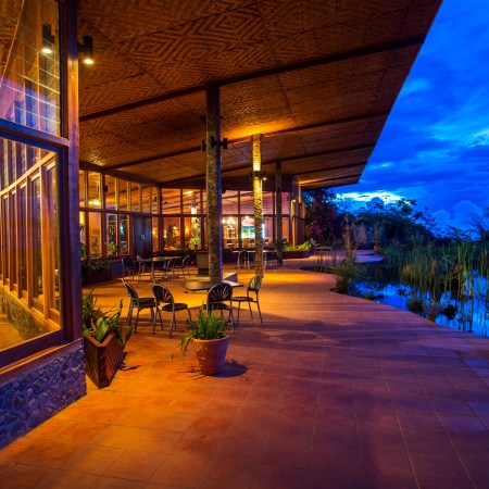 Patio at Rondon Ridge overlooking Wahgi Valley, Papua New Guinea