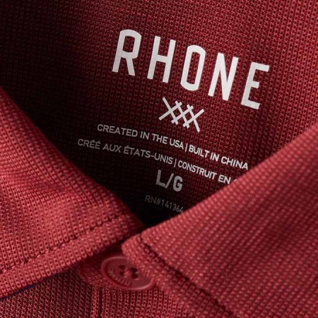 A close-up of the Delta Pique Polo, now on sale at Rhone during its Black Friday sale