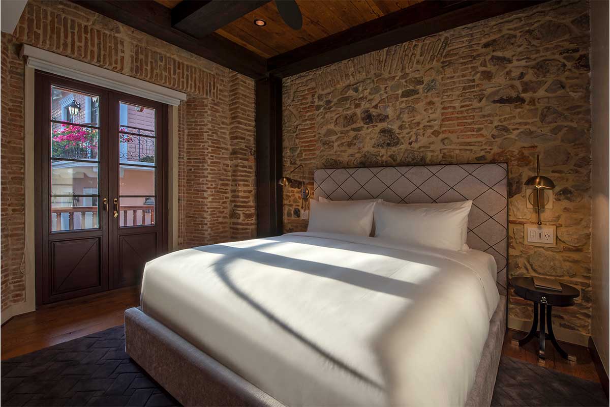 A room in the Spanish Colonial wing of the hotel 