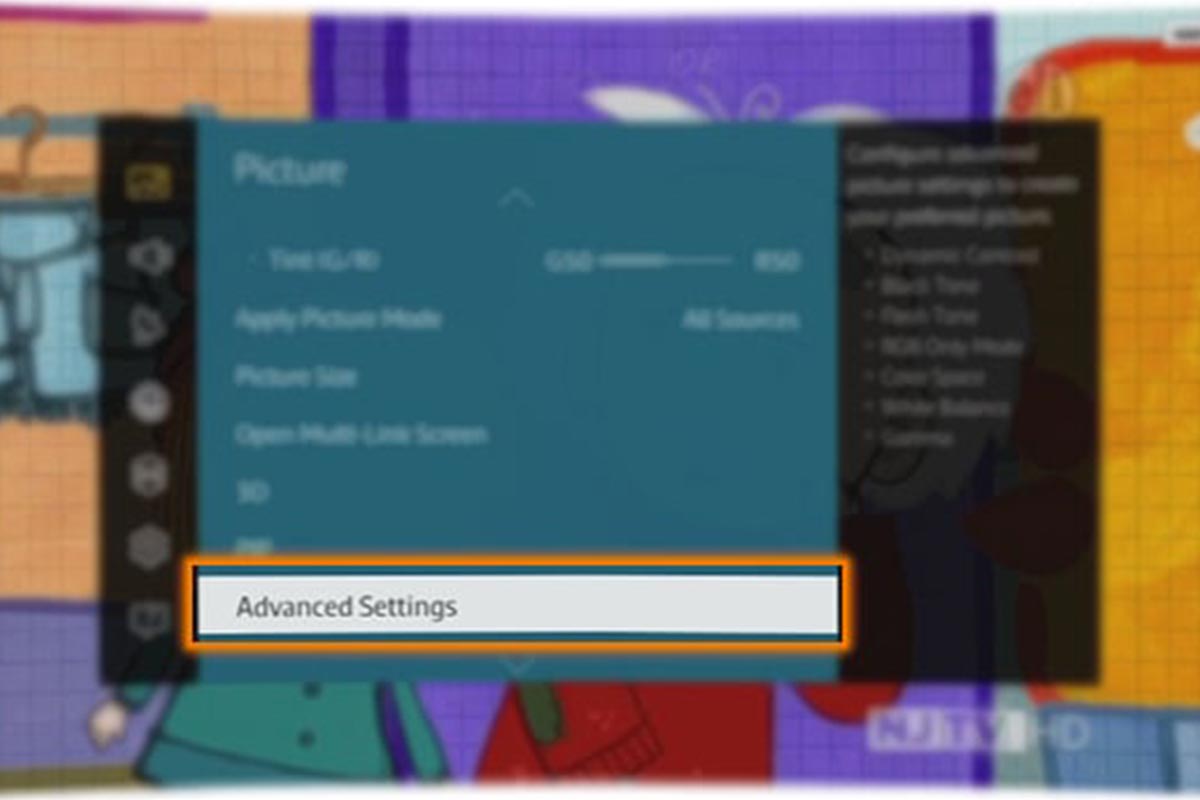 Advanced Settings on a Samsung TV