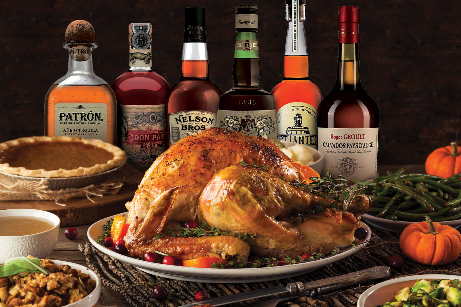 Six bottles of booze behind a Thanksgiving meal -- you can pair booze with turkey if you follow this guide