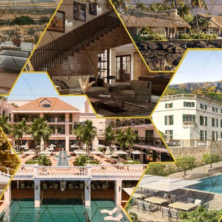 A collage of luxury hotels and resorts that are opening in 2023. In our rundown, we pick the best to travel to in the new year.