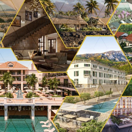 A collage of luxury hotels and resorts that are opening in 2023. In our rundown, we pick the best to travel to in the new year.