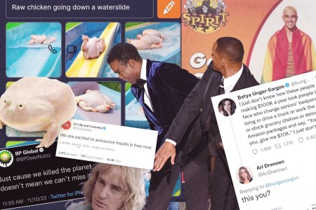 A roundup of the best memes of 2022, including the Will Smith slap, Spirit Halloween costumes, Adam Levine's sexts and weird AI generators