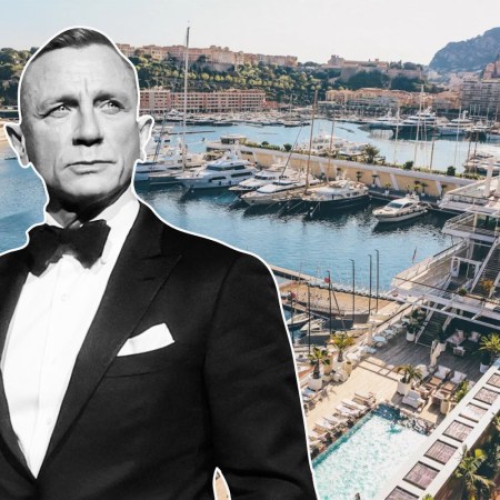 daniel craig as james bond overlaid on a photo of monaco