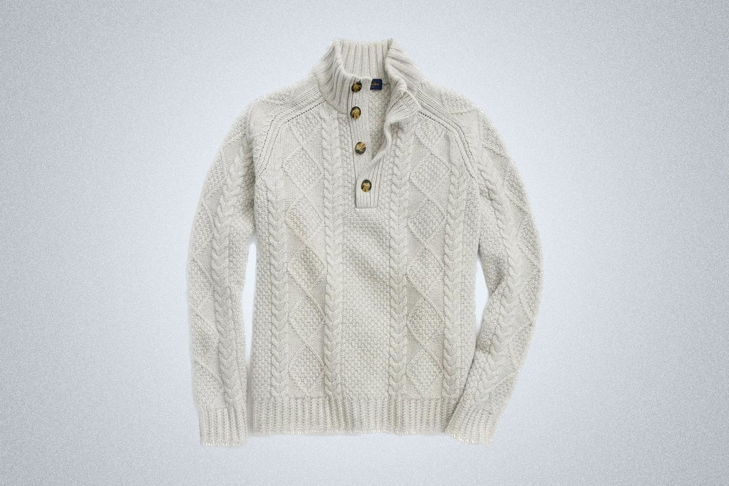 Brooks Brothers Merino Wool Mock Neck Aran Cable Sweater