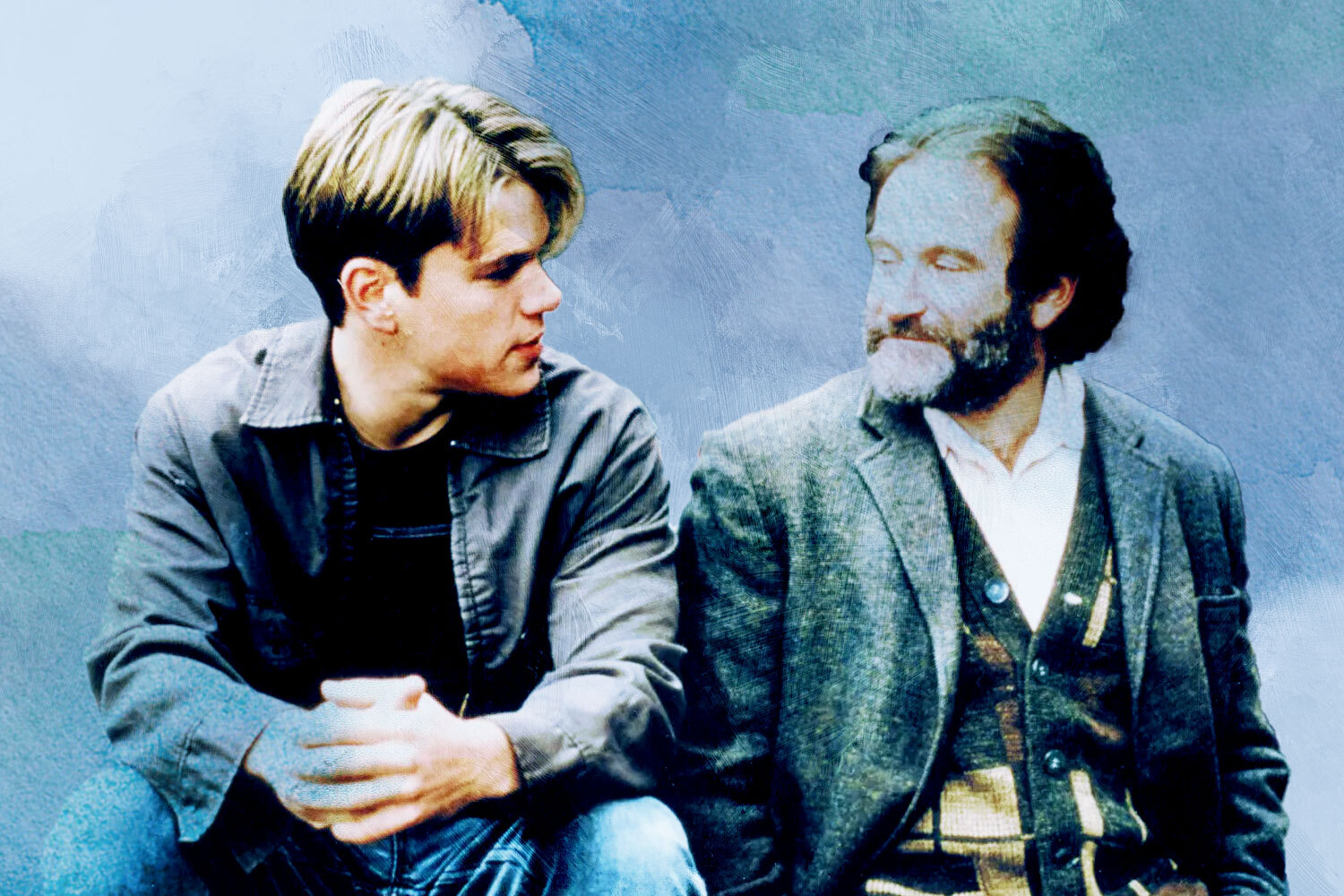 Matt Damon and Robin Williams in "Good Will Hunting"