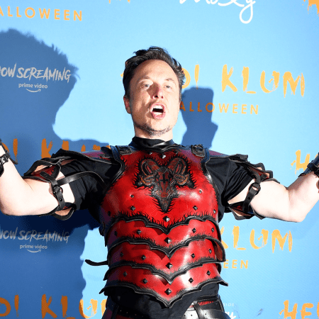 Elon Musk in his satanic Halloween costume at Heidi Klum’s party on October 31, 2022