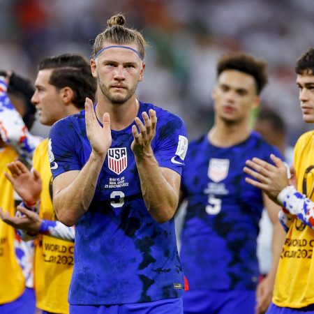 Members of the USMNT after the match between Iran and the U.S.