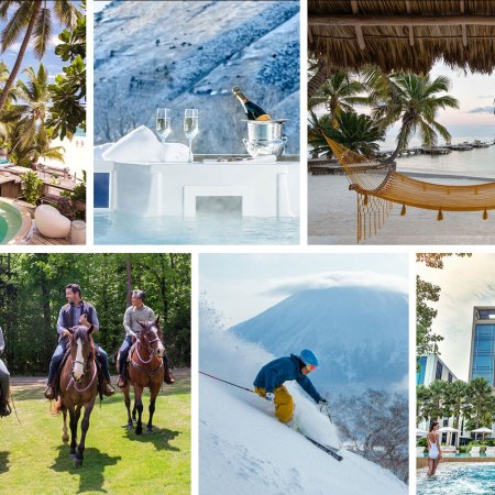 various winter destinations including skiing and beach vacations